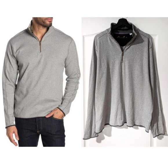Robert Graham | Elliot Quarter-Zip Pullover In Light Grey - Picture 1 of 10